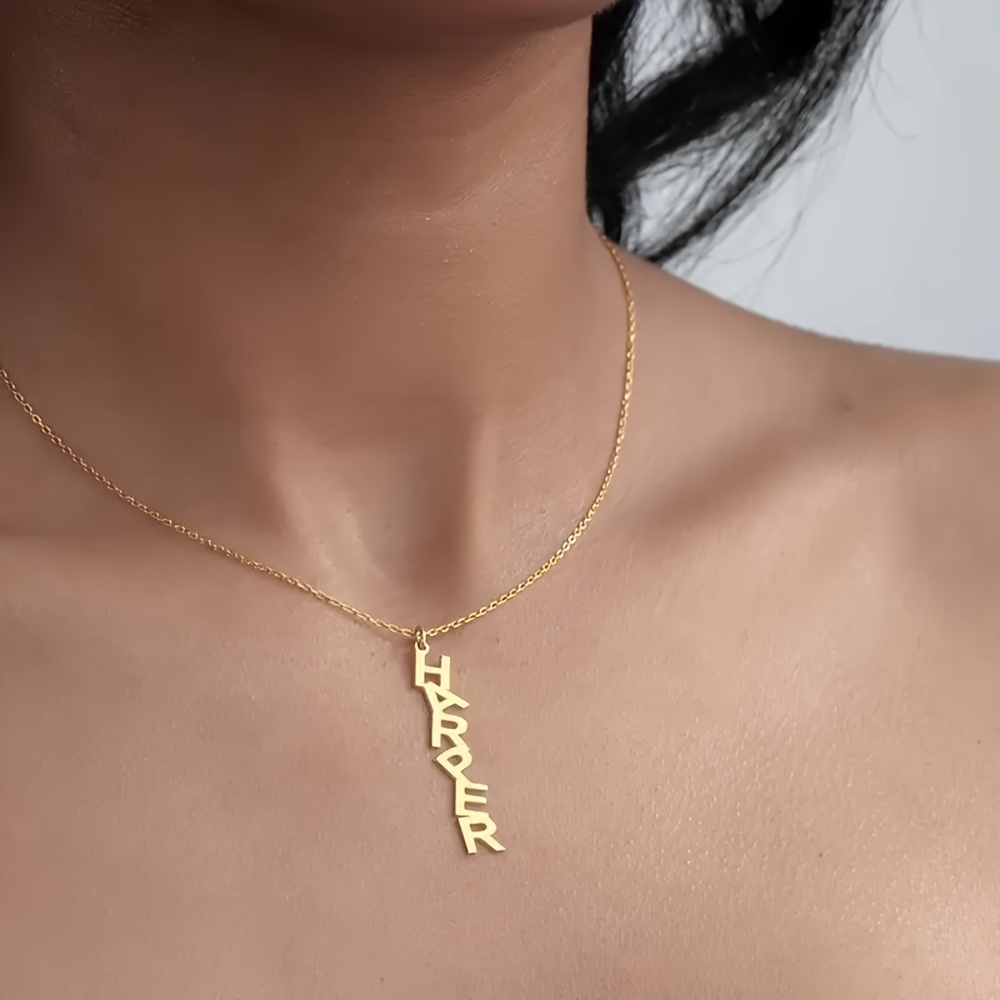 Personalized Stainless Steel Vertical Letter Pendant Necklace
